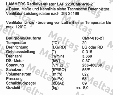 1012516 / CMP-616-2T (LAF223/616-2T) Sodeca