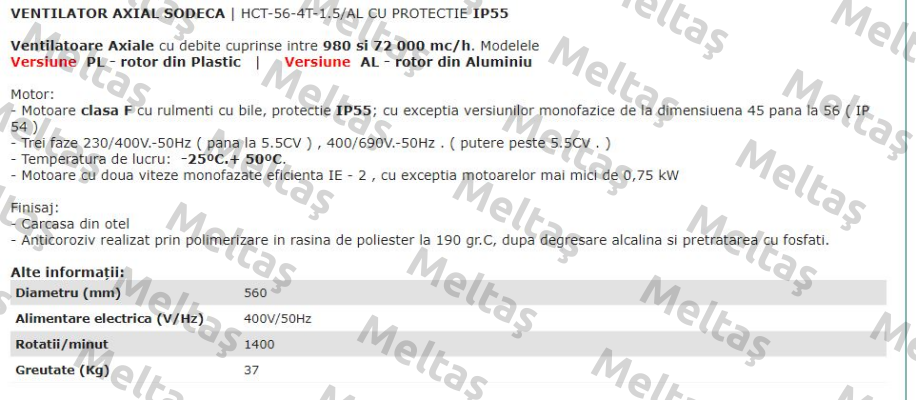 1003070 / HCT-56-4T-1.5/AL IE3 Sodeca