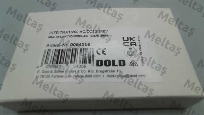 P/N: 0054359, Type: IK7817N.81/200 AC/DC12-240V Dold