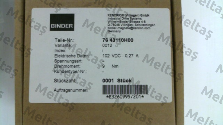 76 43110H00-0012 Binder