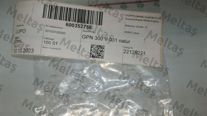 301 0310 0000 / GPN 300 V 031 Poppelmann